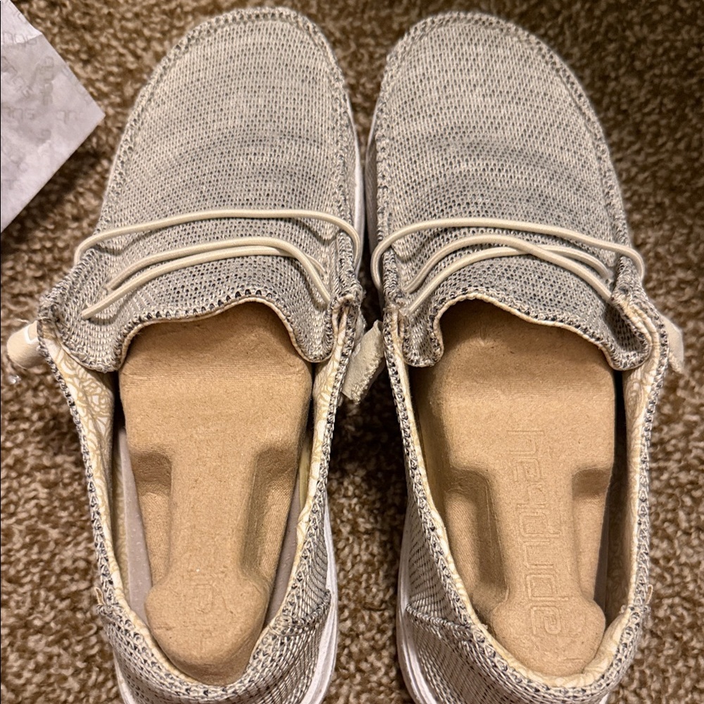 Hey Dude Beige Knit Slip-On Shoes